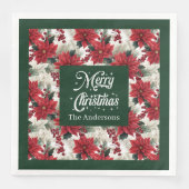 Serviette En Papier Naples de Noël classique Rouge Vert Nom personnali (Devant)
