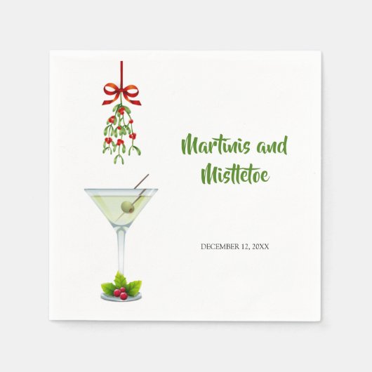 Serviette En Papier Naples de Noël Martinis et Mistletoe (Devant)
