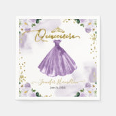 Serviette En Papier Naples de Quinceanera Florale violette (Devant)
