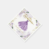 Serviette En Papier Naples de Quinceanera Florale violette (Coin)