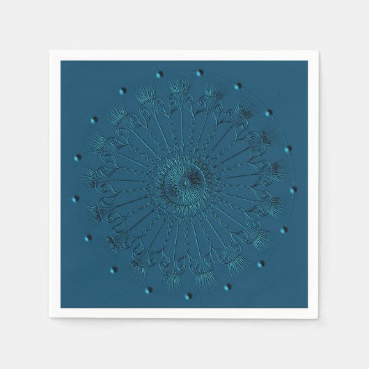 Serviette En Papier Naples décoratives turquoises (Devant)