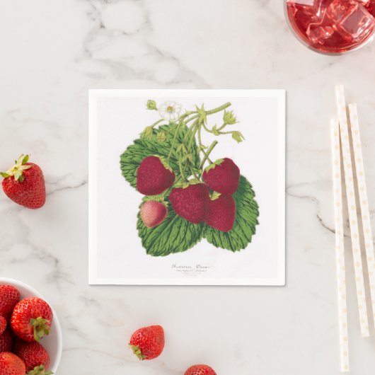 Serviette En Papier Naples d'impression de fraises anciennes (En situation)