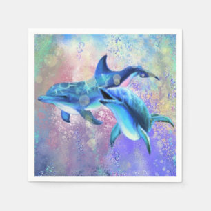 Serviette En Papier Naples Dolphin Couple Joyeux Famille