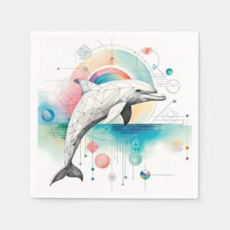 Serviette En Papier Naples Dolphin géométrique moderne