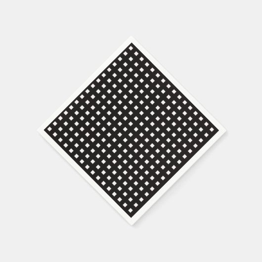 Serviette En Papier Naples en noir et blanc En vichy (Coin)