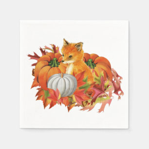 Serviette En Papier Naples en papier Citrouille Renard d'automne