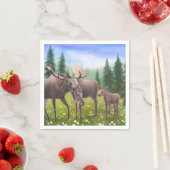 Serviette En Papier Naples en papier de famille d'orignal de l'Alaska (En situation)