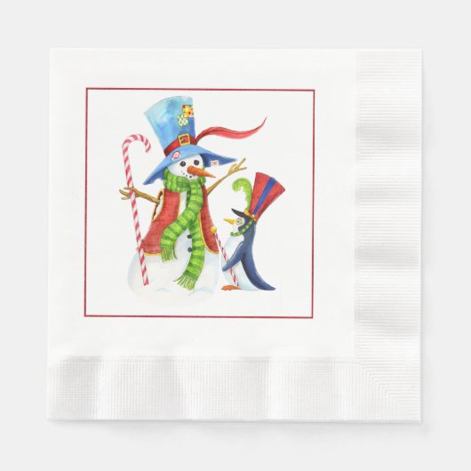 Serviette En Papier Naples en papier de Noël des Snowmen (Devant)