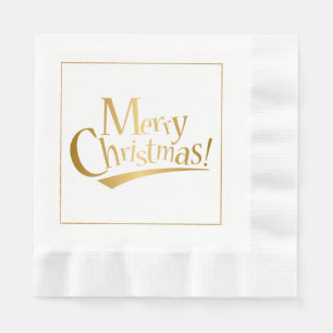 Serviette En Papier Naples en papier de Noël Joyeux d'or