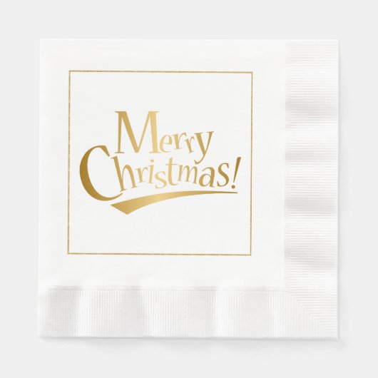 Serviette En Papier Naples en papier de Noël Joyeux d'or (Devant)