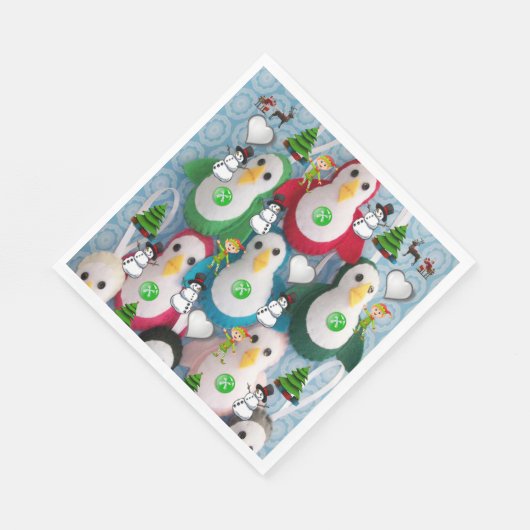 Serviette En Papier Naples en papier de Noël, Joyeux Noël, Pingouin (Coin)