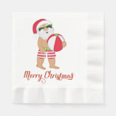Serviette En Papier Naples en papier de Noël Père Noël tropicale (Devant)