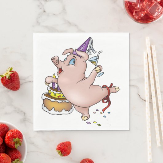 Serviette En Papier Naples en papier de porc d'anniversaire (En situation)