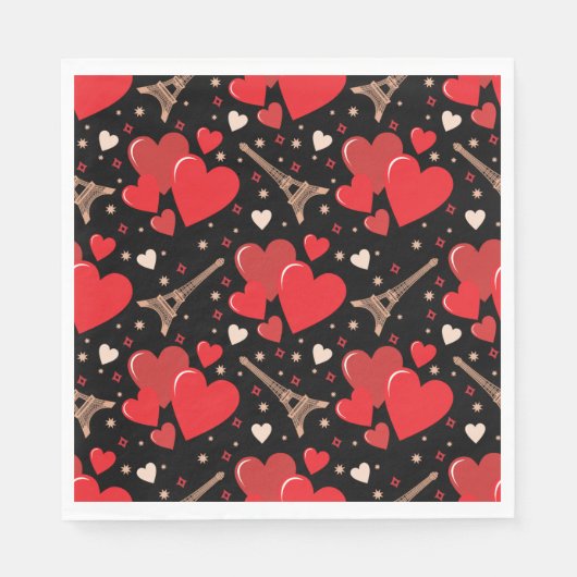 Serviette En Papier Naples en papier des Coeurs rouges français (Devant)