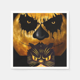 Serviette En Papier Naples en papier d'Halloween, chat noir