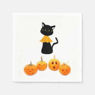 Serviette En Papier Naples en papier d'Halloween, chat noir