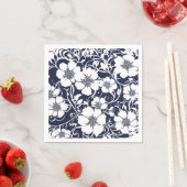 Serviette En Papier Naples en papier floral bleu marine (En situation)