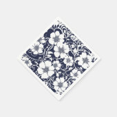 Serviette En Papier Naples en papier floral bleu marine (Coin)