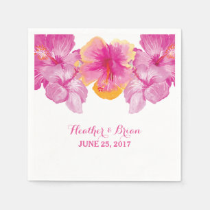 Serviette En Papier Naples en papier floral brossé Hibiscus