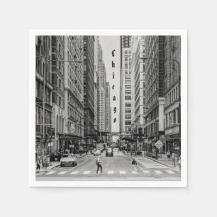 Serviette En Papier Naples en papier gris de la rue Chicago Madison