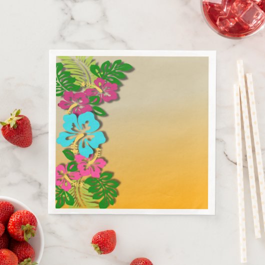 Serviette En Papier Naples en papier Hawiian Luau (En situation)