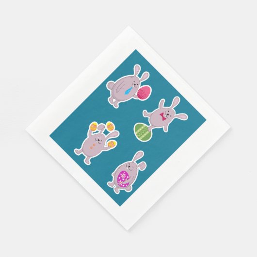 Serviette En Papier Naples en papier lapins de Pâques (Coin)