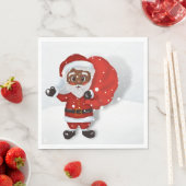 Serviette En Papier Naples en papier Père Noël noir (En situation)