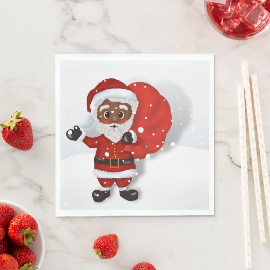 Serviette En Papier Naples en papier Père Noël noir (En situation)