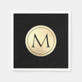 Serviette En Papier Naples Faux Gold Foil Monogram (Devant)
