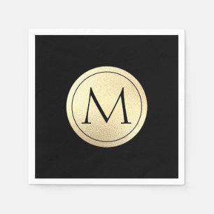 Serviette En Papier Naples Faux Gold Foil Monogram