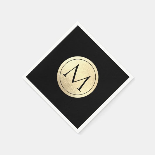 Serviette En Papier Naples Faux Gold Foil Monogram (Coin)