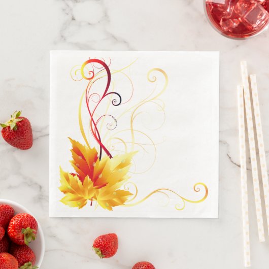 Serviette En Papier Naples Feuilles d'automne (En situation)