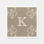 Serviette En Papier Naples Floral Burlap Monogram (Devant)
