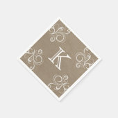 Serviette En Papier Naples Floral Burlap Monogram (Coin)