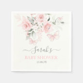 Serviette En Papier Naples florales de papillon rose (Devant)