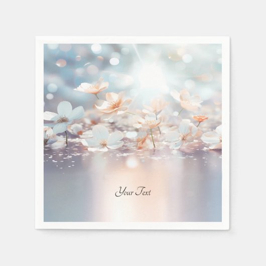 Serviette En Papier Naples florales de Pêche Blanche (Devant)