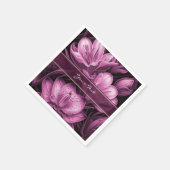 Serviette En Papier Naples florales rose magenta (Coin)