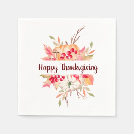 Serviette En Papier Naples florales Thanksgiving (Devant)