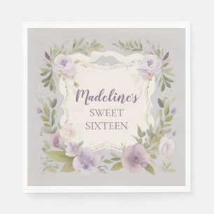 Serviette En Papier Naples florales violettes