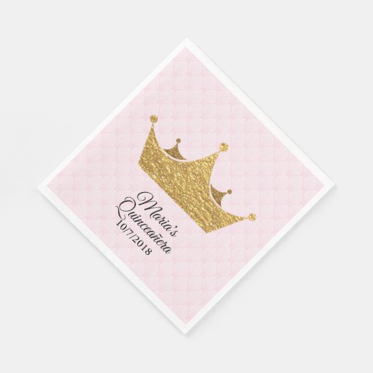 Serviette En Papier Naples Glam Gold Crown Quinceañera (Coin)