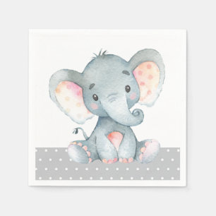 Serviette En Papier Naples gris Baby shower éléphant