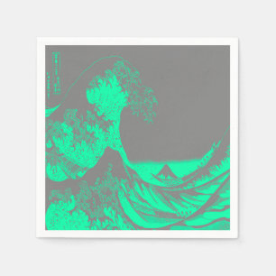 Serviette En Papier Naples Gris et Vert Vague Great Seafoam
