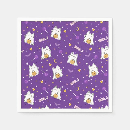 Serviette En Papier Naples Halloween Cat Ghost (Devant)