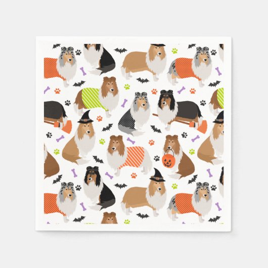 Serviette En Papier Naples Halloween Rough Collie (Devant)