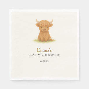 Serviette En Papier Naples Highland Cow Baby shower