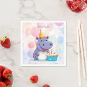 Serviette En Papier Naples Hippo d'anniversaire (En situation)