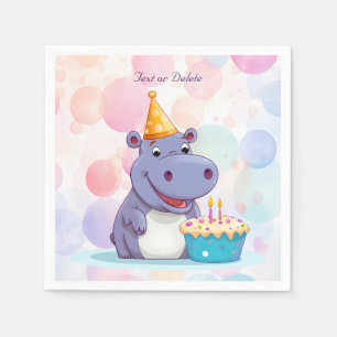 Serviette En Papier Naples Hippo d'anniversaire