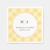 Serviette En Papier Naples jaune Pastel En vichy Mariage (Devant)