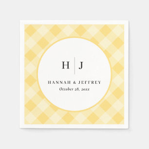 Serviette En Papier Naples jaune Pastel En vichy Mariage