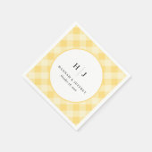 Serviette En Papier Naples jaune Pastel En vichy Mariage (Coin)